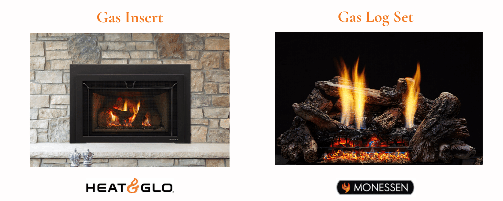 Gas Insert Over A Log, Direct Vent Gas Fireplace Vs Free